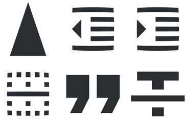 Set of 6 icons Editor. Modern thin line icons. modern trend in the style. for mobile and web. Thin filled icons pack. UX UI