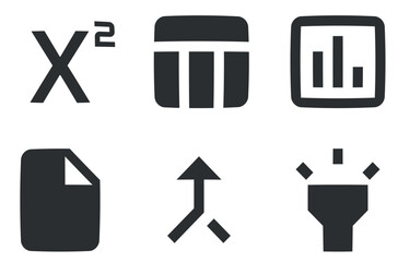 Set of 6 icons Editor. A set vector icons. Outline isolated signs. Linear symbols set. Big UI icon set. UI and UX