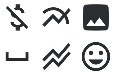 Set of 6 icons Editor. Line icons collection. Set Quality icon. for mobile and web. Thin filled icons pack. Vector illustration