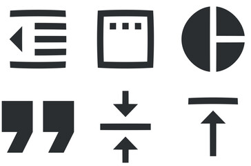 Set of 6 icons Editor. Modern thin line icons. Simple Set. Linear icons set. Big UI icon set in a flat design. UI and UX