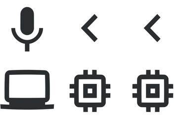 Set of 6 icons Hardware. Creative business solutions icon set. Set Quality icon. Linear icons set. Thin filled icons pack. Vector illustration