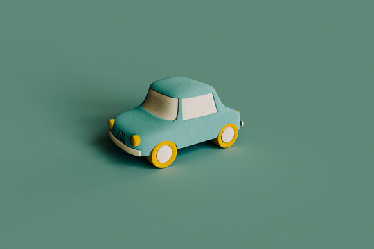 felt toy car. 3d render