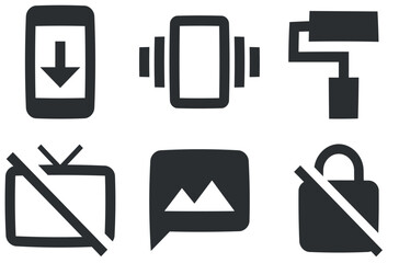 Set of 6 icons Notification. Vector collection thin line Web icon. modern trend in the style. Linear symbols set. Big UI icon set in a flat design. Vector illustration