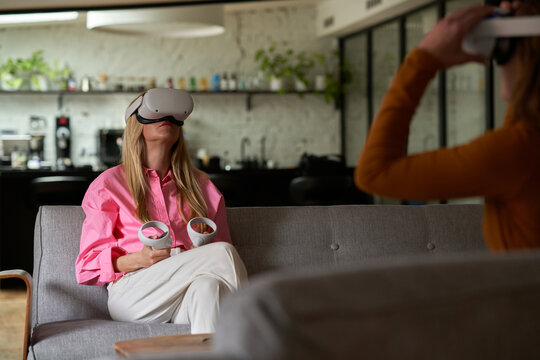 Woman with a VR headset