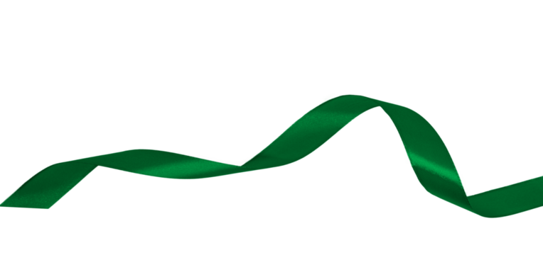 Green ribbon on transparent background, elements PNG image