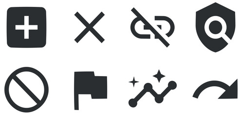Set of 8 icons Content. Vector collection thin line Web icon. Outline isolated signs. for mobile and web. Thin filled icons pack. UX UI