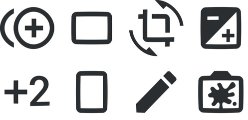 Set of 8 icons Image. A set vector icons. modern trend in the style. Linear symbols set. Thin filled icons pack. UI and UX