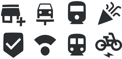Set of 8 icons Maps. Line icons collection. Outline isolated signs. for mobile and web. Big UI icon set in a flat design. Vector illustration