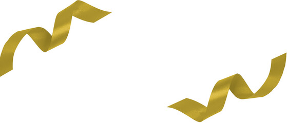 gold color ribbon on transparent background, PNG image.	
