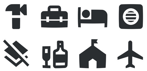 Set of 8 icons Maps. A set vector icons. Outline isolated signs. Linear icons set. Big UI icon set in a flat design. UI and UX