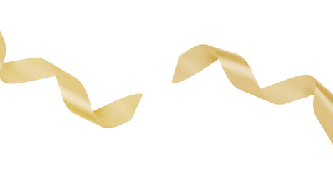 golden ribbon on transparent background, PNG image for decoration.	