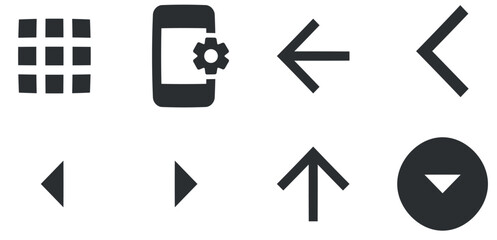 Set of 8 icons Navigation. A set vector icons. Set Quality icon. for mobile and web. Big UI icon set. UX UI