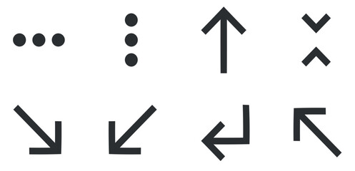 Set of 8 icons Navigation. Vector illustration of thin line icons. Simple Set. Linear icons set. Thin filled icons pack. UI and UX