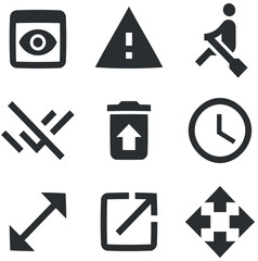 Set of 9 icons Actions. Modern thin line icons. Outline isolated signs. for mobile and web. Thin filled icons pack. UX UI