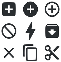 Set of 9 icons Device. Vector collection thin line Web icon. Set Quality icon. for mobile and web. Big UI icon set. UX UI