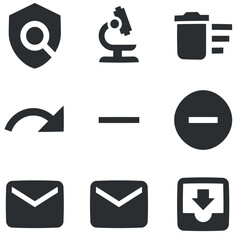 Set of 9 icons Device. Line icons collection. Simple Set. Linear icons set. Big UI icon set in a flat design. UI and UX
