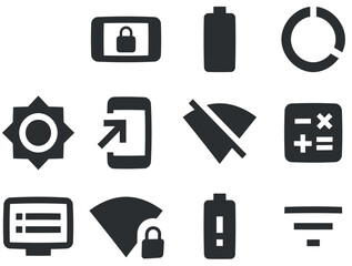 Set of 9 icons Device. Creative business solutions icon set. modern trend in the style. Linear symbols set. Big UI icon set. Vector illustration