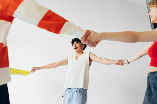 Teenagers in Studio Having Fun, Playing 