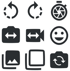 Set of 9 icons Image. Vector illustration of thin line icons. modern trend in the style. for mobile and web. Thin filled icons pack. UX UI