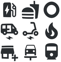 Set of 9 icons Image. Vector collection thin line Web icon. Simple Set. Linear icons set. Thin filled icons pack. Vector illustration