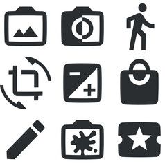 Set of 9 icons Image. Creative business solutions icon set. Simple Set. Linear icons set. Thin filled icons pack. UI and UX