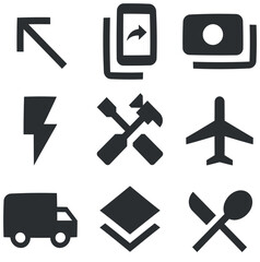 Set of 9 icons Maps. Line icons collection. modern trend in the style. Linear icons set. Thin filled icons pack. Vector illustration