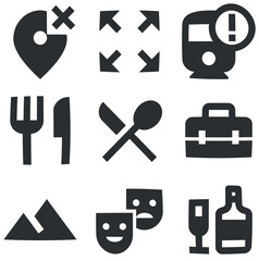 Set of 9 icons Maps. Vector illustration of thin line icons. Simple Set. for mobile and web. Big UI icon set. UX UI