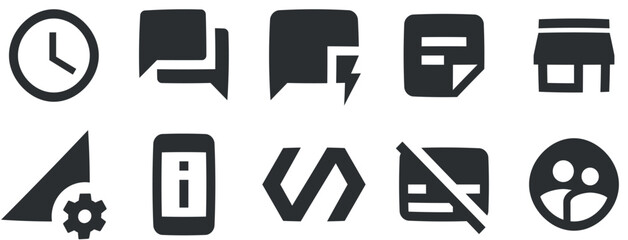 Set of 10 icons Actions. A set vector icons. modern trend in the style. Linear symbols set. Thin filled icons pack. Vector illustration