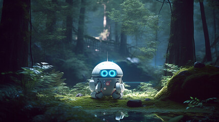 Authentic Connection: AI Chatbot Meditating Amidst the Bioluminescent Forest of Serenity