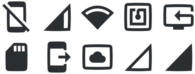 Set of 10 icons Device. Vector collection thin line Web icon. Simple Set. Linear symbols set. Thin filled icons pack. UI and UX