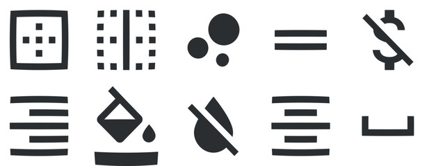 Set of 10 icons Text Editor. Vector collection thin line Web icon. Outline isolated signs. Linear symbols set. Thin filled icons pack. Vector illustration