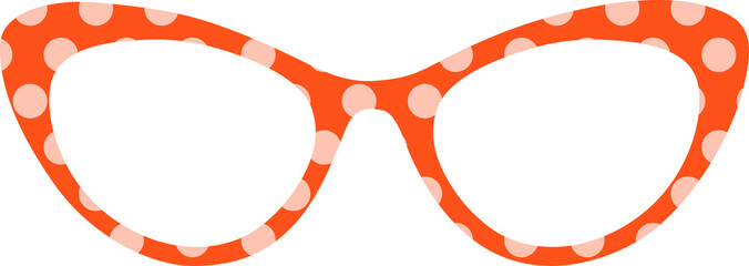 Isolated of red dot cat eye glasses frame.