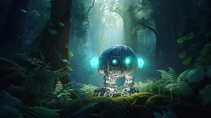 Authentic Connection: AI Chatbot Meditating Amidst the Bioluminescent Forest of Serenity