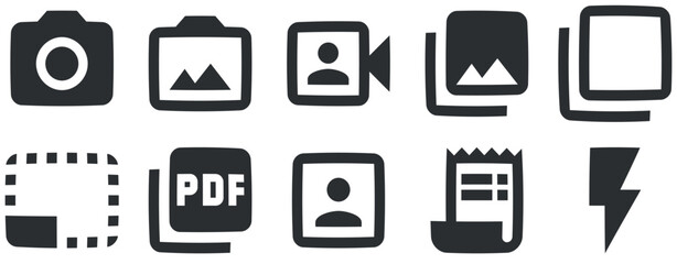 Set of 10 icons Image. A set vector icons. Set Quality icon. for mobile and web. Thin filled icons pack. UI and UX