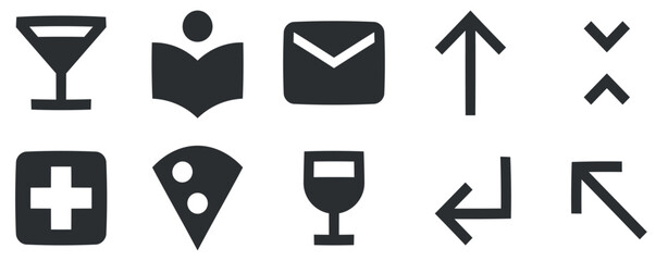 Set of 10 icons Maps. Modern thin line icons. Outline isolated signs. for mobile and web. Big UI icon set in a flat design. Vector illustration