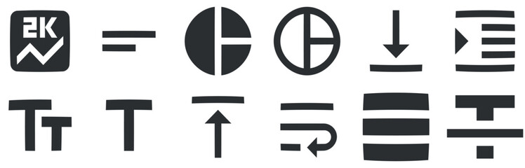 Set of 12 icons Editor. Vector collection thin line Web icon. Set Quality icon. for mobile and web. Big UI icon set. Vector illustration