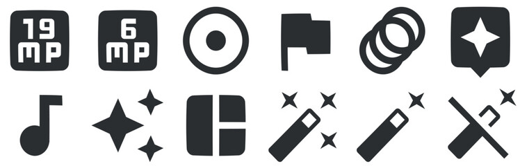 Set of 12 icons Hardware. A set vector icons. Simple Set. for mobile and web. Big UI icon set in a flat design. UI and UX