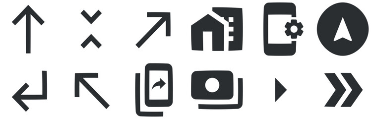 Set of 12 icons Maps. Line icons collection. modern trend in the style. Linear icons set. Thin filled icons pack. UX UI