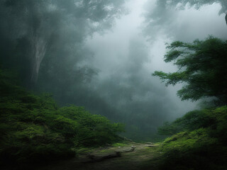 Fototapeta na wymiar rain in forest with Gererative AI.