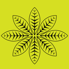 puring plant in line art style on yellow background