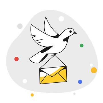 Pigeon with envelop. Concept illustration of post delivery