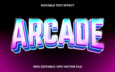 arcade 3d text effect and editable text, template 3d style use for glow tittle