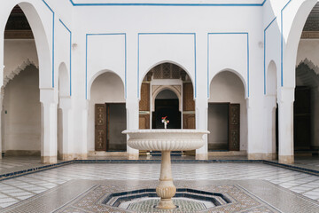 Red flower in the courtyard