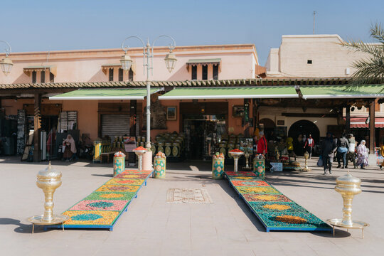 Floral arrangements in Moroccan shop
