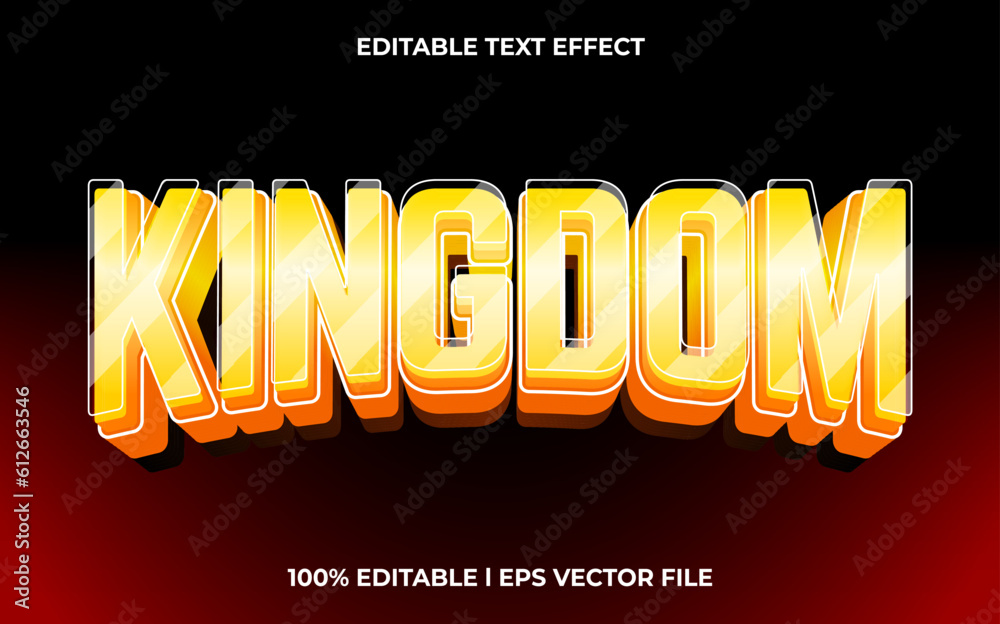Poster kingdom 3d text effect and editable text, template 3d style use for game tittle