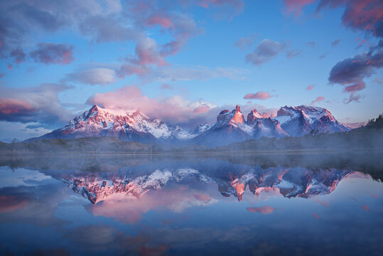 Patagonia mountain range reflection