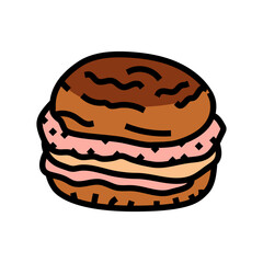 ham bun food meal color icon vector. ham bun food meal sign. isolated symbol illustration