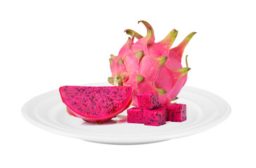 dragon fruit in plate on transparent png