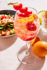 summer mocktail with strawberries