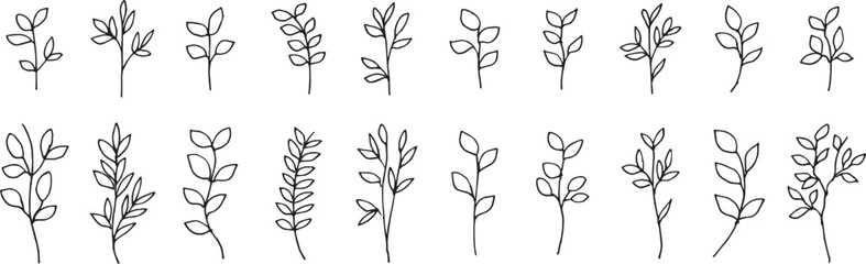 ベクター。草木のイラストセットと背景。草木のベクターイラストフレーム。Vector. Grass and trees illustration set and background. Vector illustration frame of grass and trees.